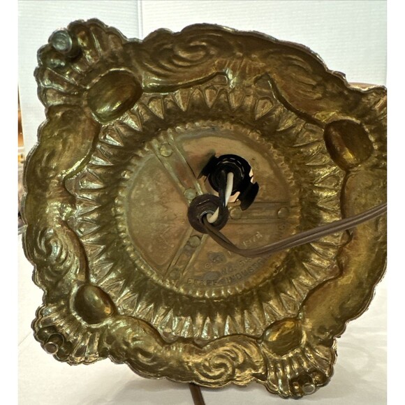 VTG Accurate Casting Hurricane Parlor Lamp Brown Floral Gone With The Wind WORKS - Picture 6 of 9